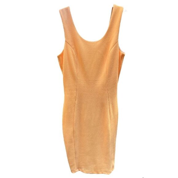 ANGL RIBBED LOW BACK BODYCON DRESS ORANGE CREAMSICLE SIZE - Picture 7 of 12